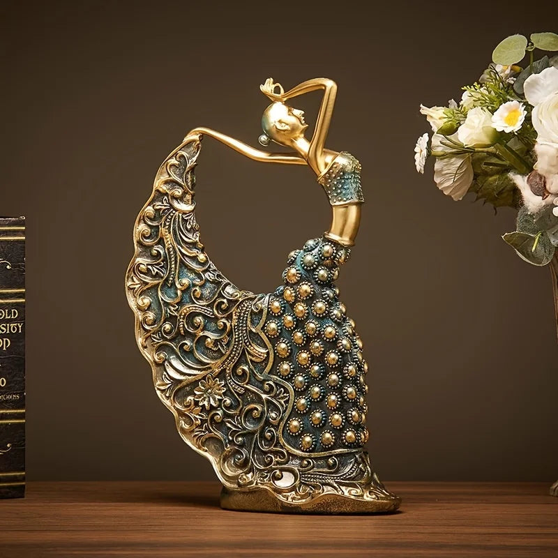 Resin Peacock Dancer Figurine - Luxury Nordic Sculpture | Home Decor