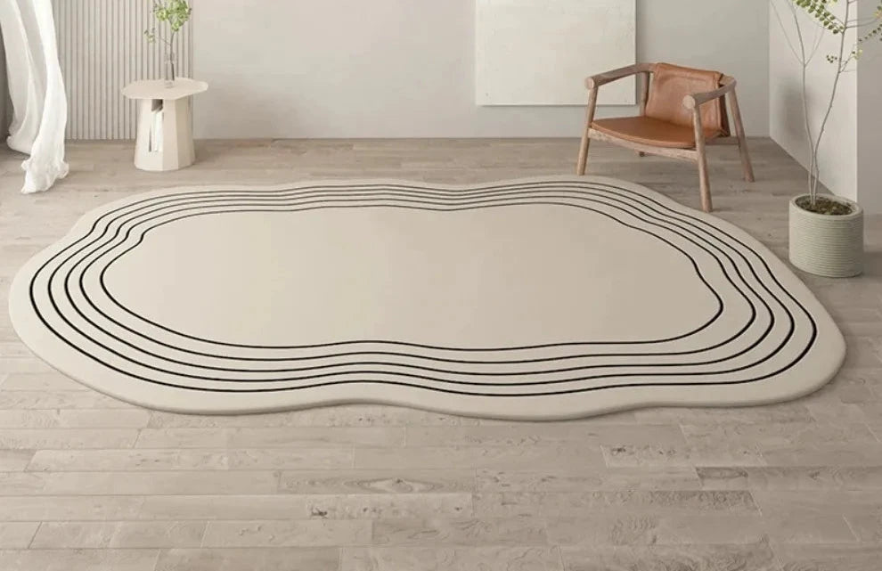 Minimalist Linear Rug - Modern Abstract Irregular Carpet