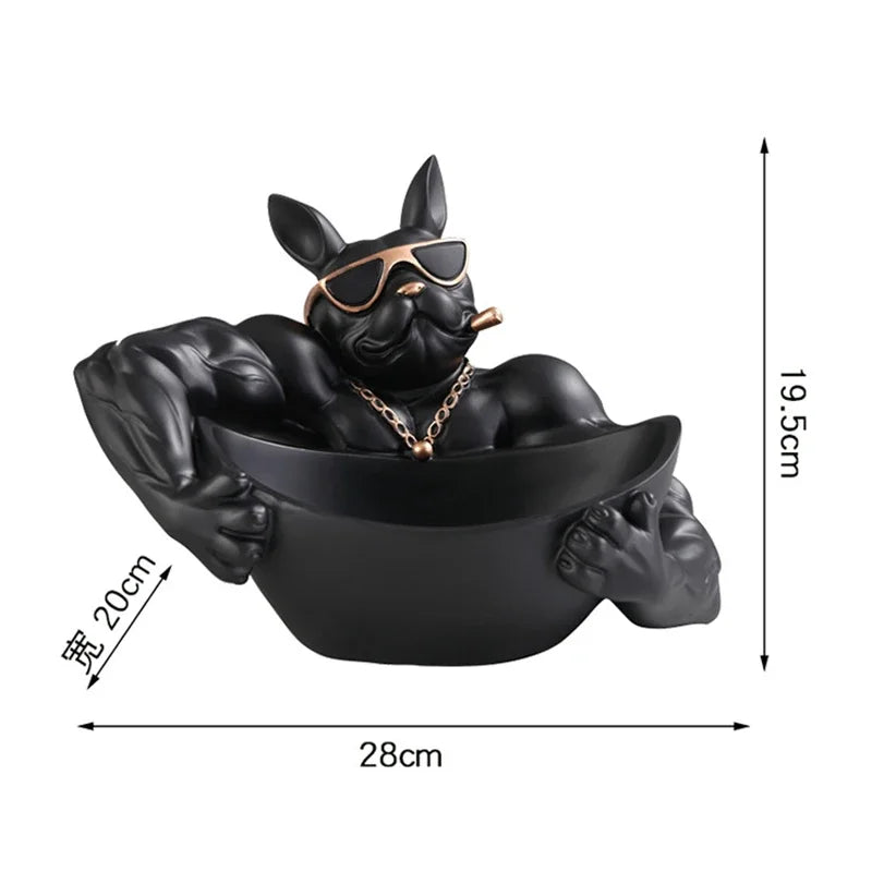Cool Dog Figurine Storage Box - Resin Sculpture | Home Decor