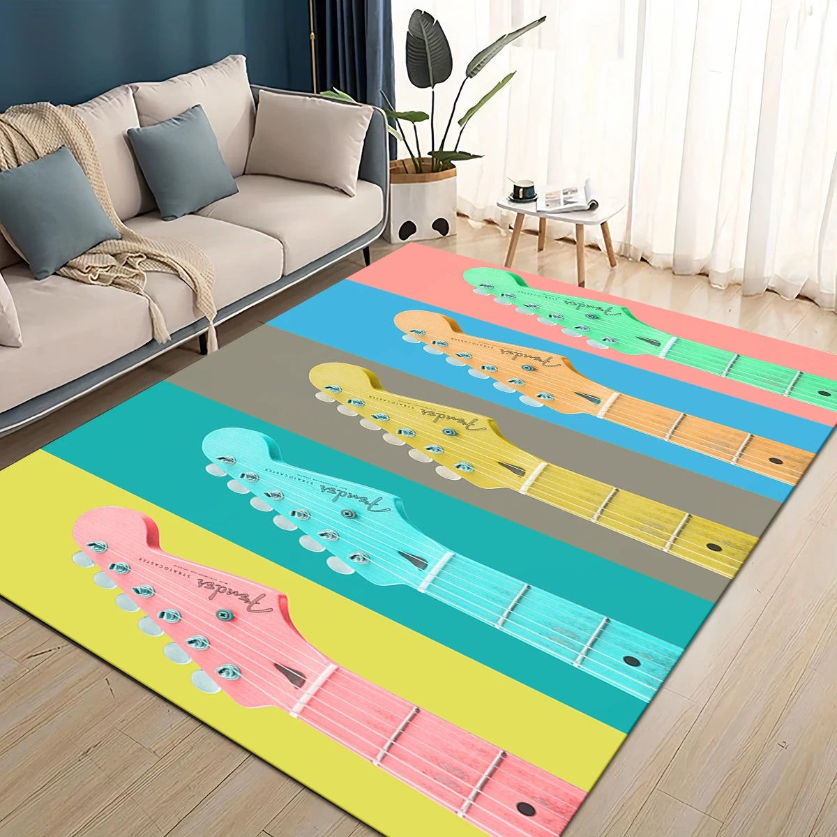 3D Retro Fender logo Guitar Instruments Music Carpet Rug for Living Room Bedroom Home Sofa Decoration,kids Non-slip Floor Mat