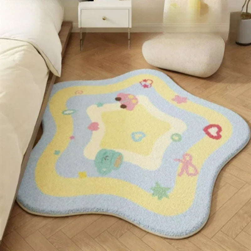 Star-Shaped Kids Rug - Soft Pink Nursery Play Mat