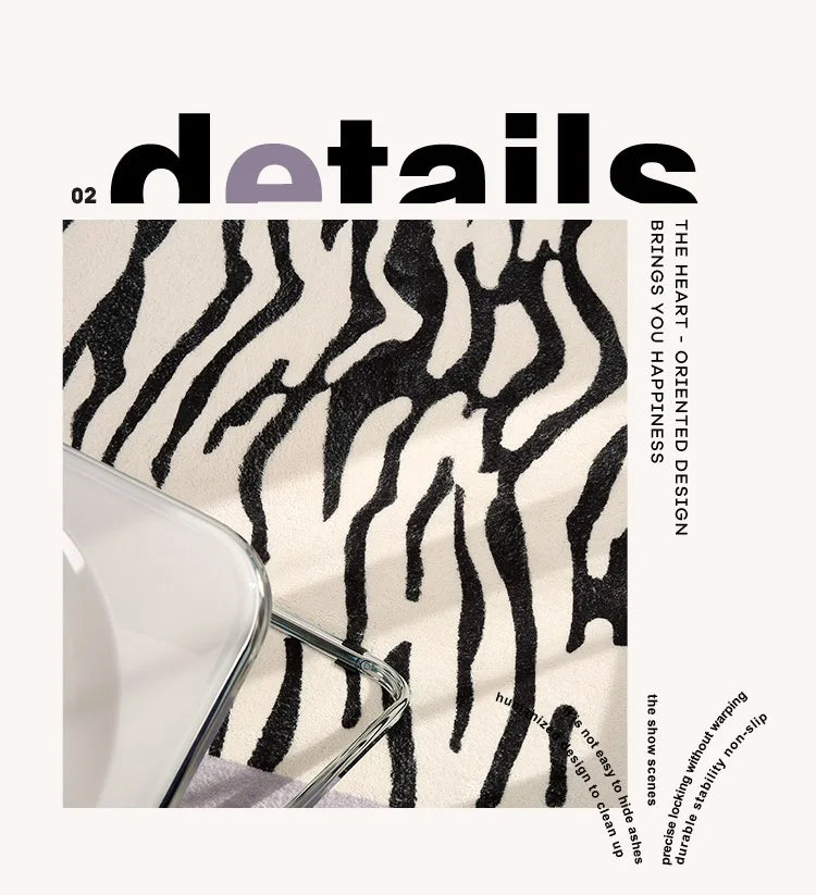 Irregular Faux Cowhide Area Rug - Plush Anti-Slip Mat