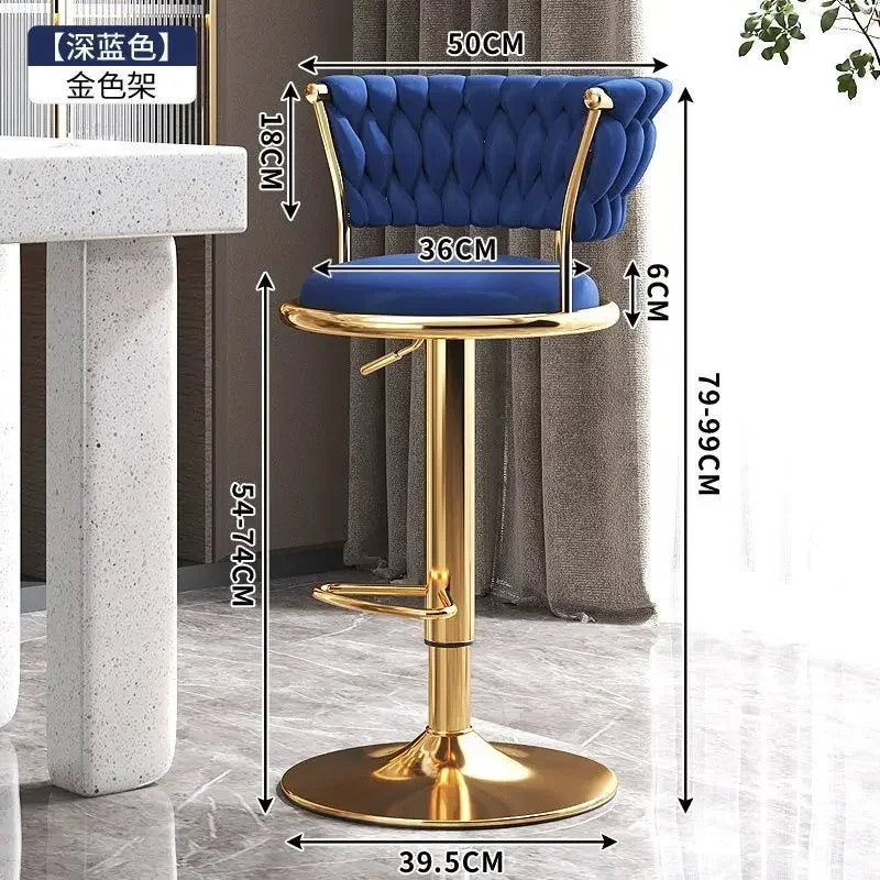 Black And Golds Bar Stool Beige High Kitchen Home Light Luxury Backrest Chair Iron Island Tabourets De Bar Dining Chairs Hocker