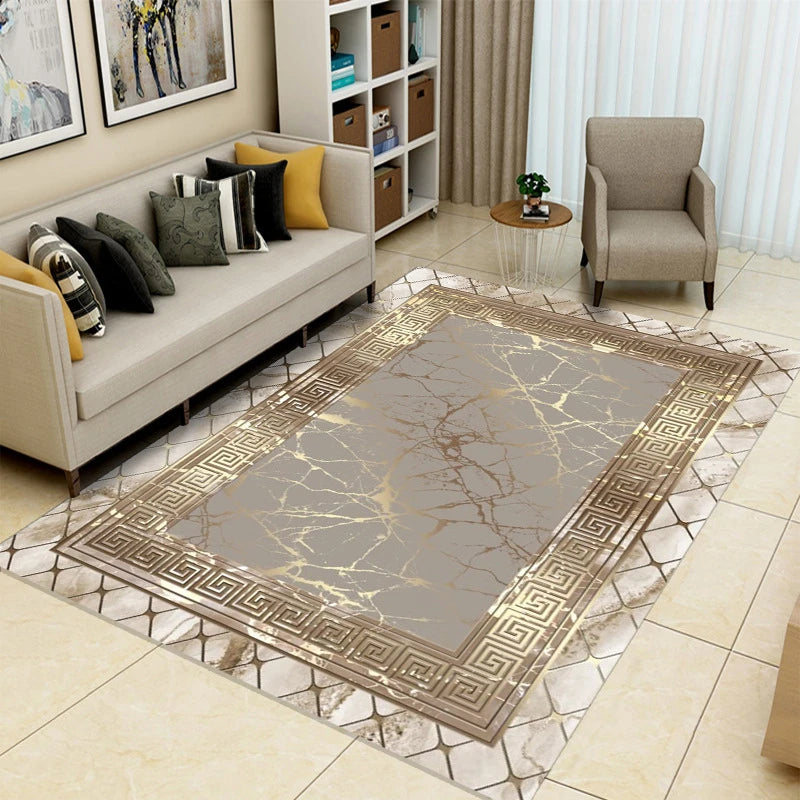 Modern Gold Marble Pattern Washable Area Rug for Luxury Living Room Sofa Decor Bedroom Floor Mat Kitchen NonSlip Rug Christmas