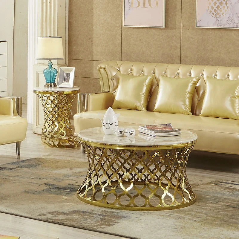 creative corner few gold stainless steel round few mirror edge few sofa side table side cabinet casual small coffee table