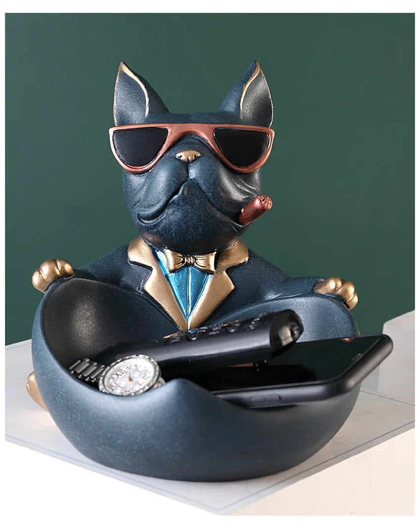 Cool Dog Figurine Storage Box - Resin Sculpture | Home Decor