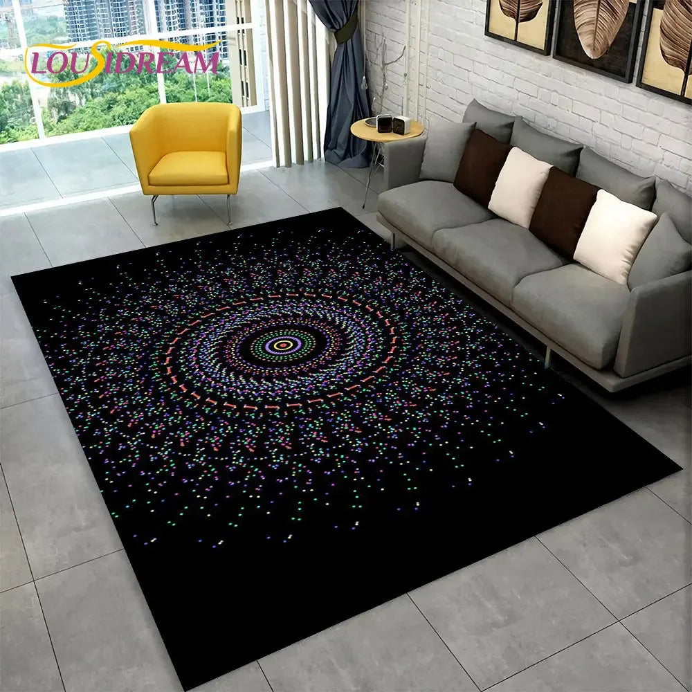 Bohemian Mandala Geometric Area Rug,Carpet Rug for Home, Living Room,Bedroom,Sofa,Doormat,Kitchen ,Kids Room-Non-slip Floor Mats