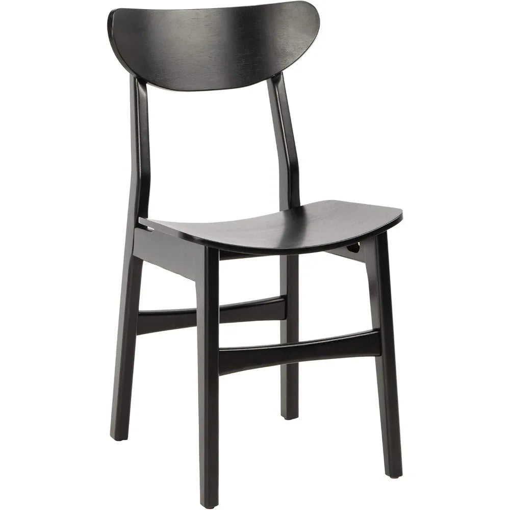 Retro Dining Chairs Set of 2 - Black Wood Finish