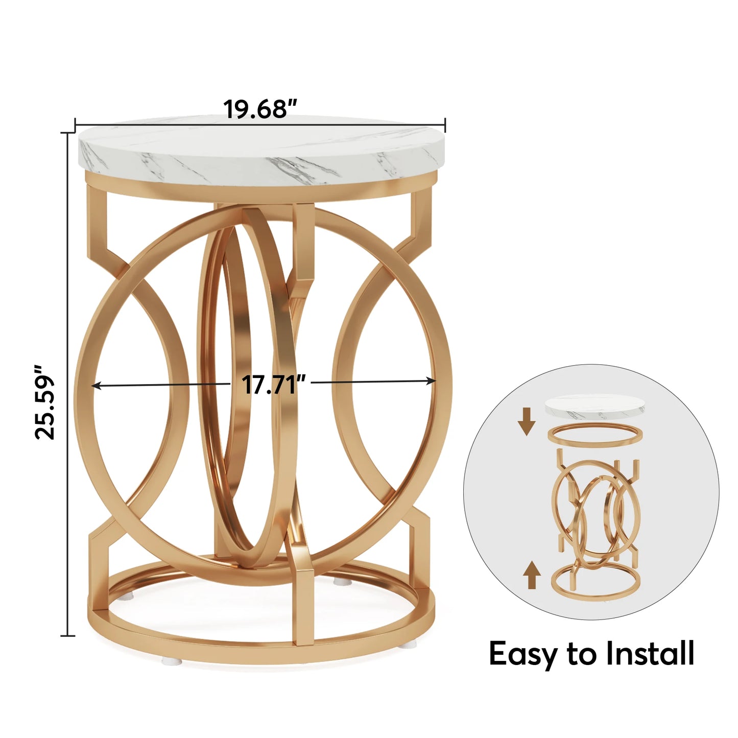 Tribesigns Modern Round End Table with Thick Wood Top, 20“ Side Table Cocktail Table with Unique O-Shaped Base