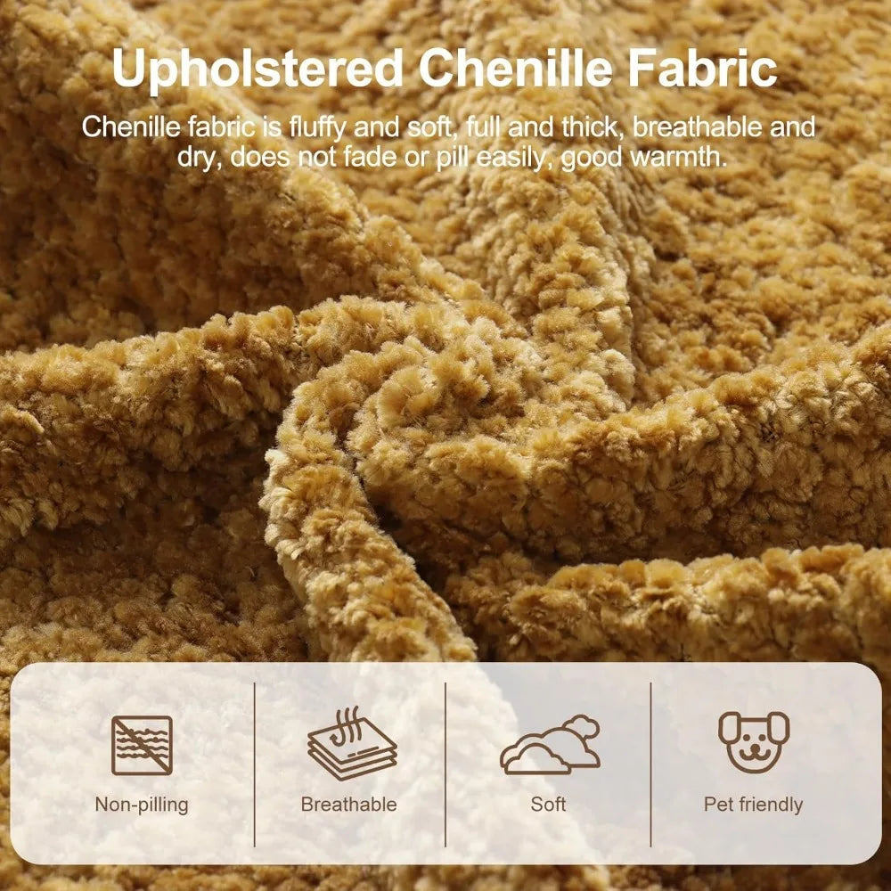 Mustard Yellow Chenille Accent Chair with Ottoman - Reclining Armchair