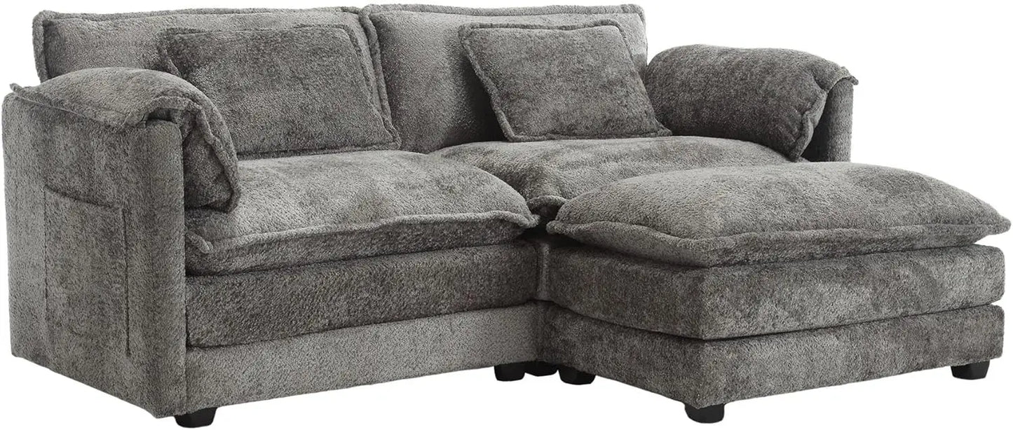 Cloud Couch 77": Oversized 3-Seat Chenille Loveseat with Removable Covers