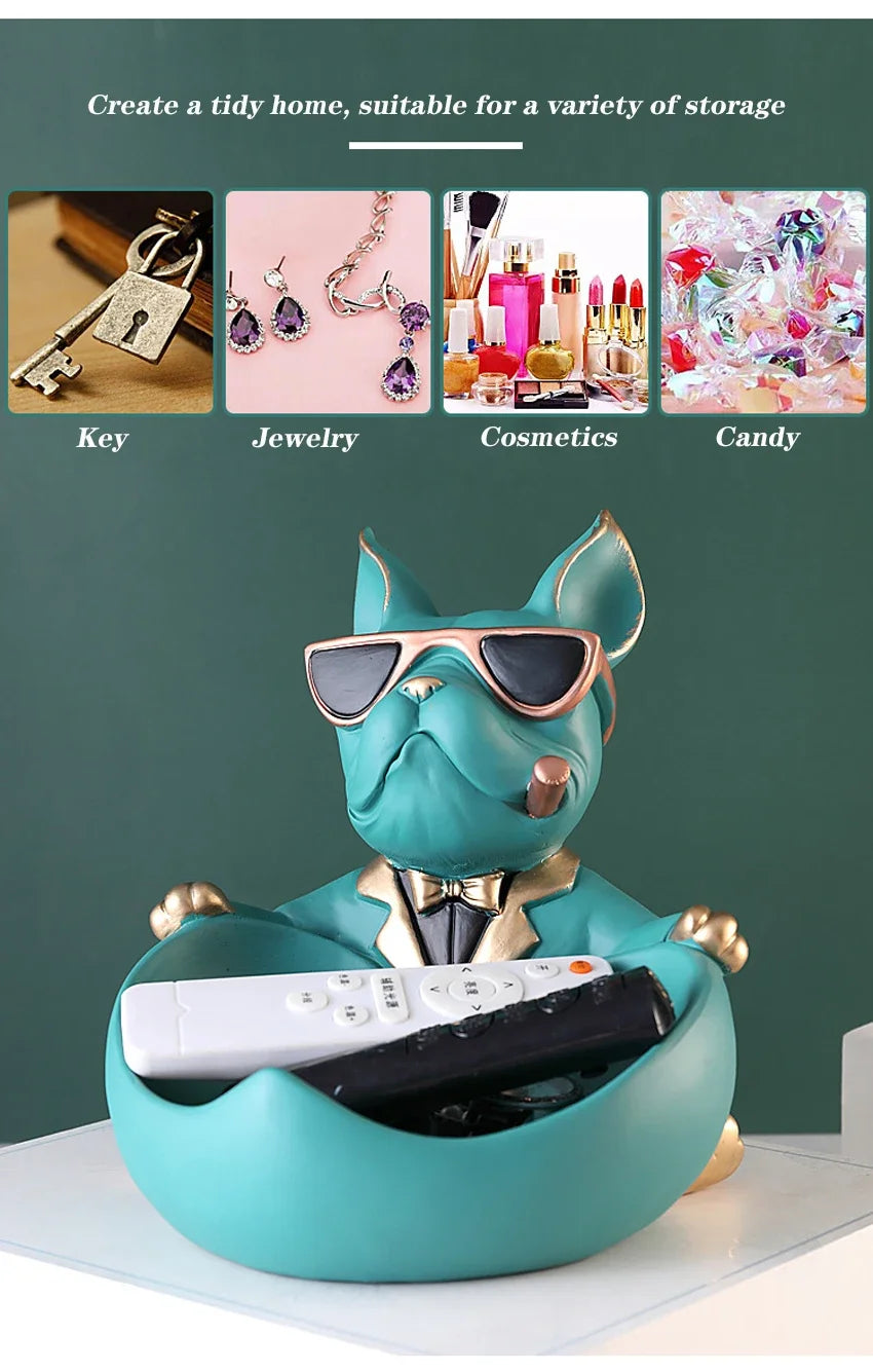 Cool Dog Figurine Storage Box - Resin Sculpture | Home Decor