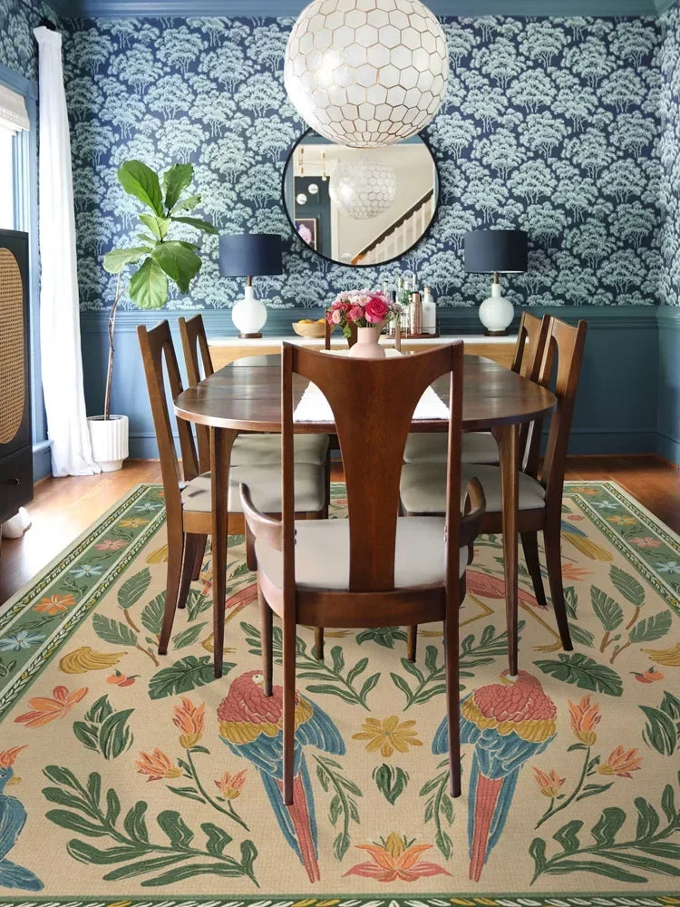 Bohemian Rug – Retro Animal & Plant Motif Carpet for Living Room & Bedroom