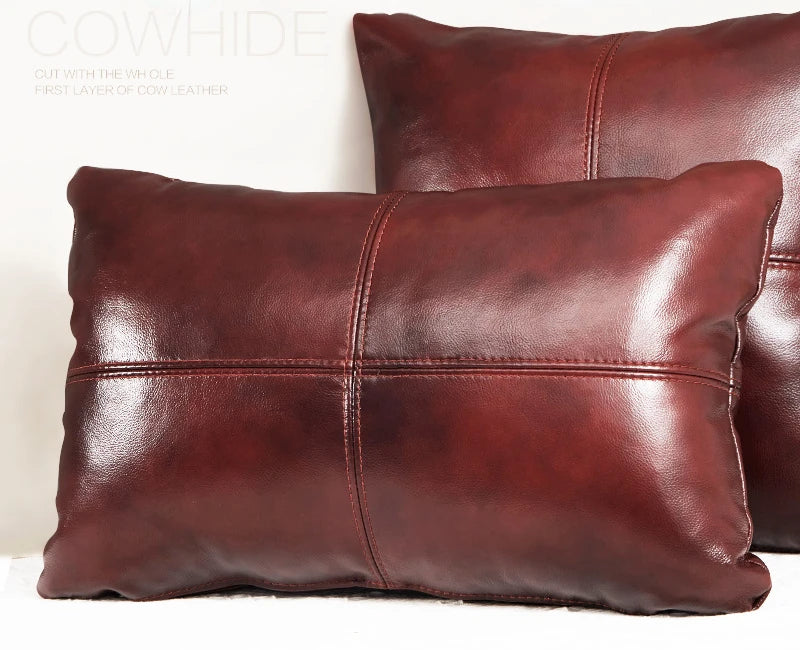 Luxury Solid Dobule-side Cow Skin Embrace Pillow Cover Cow Skin Pillow Case for Livingroom Bedroom Sofa Bay Window Waist Cushion