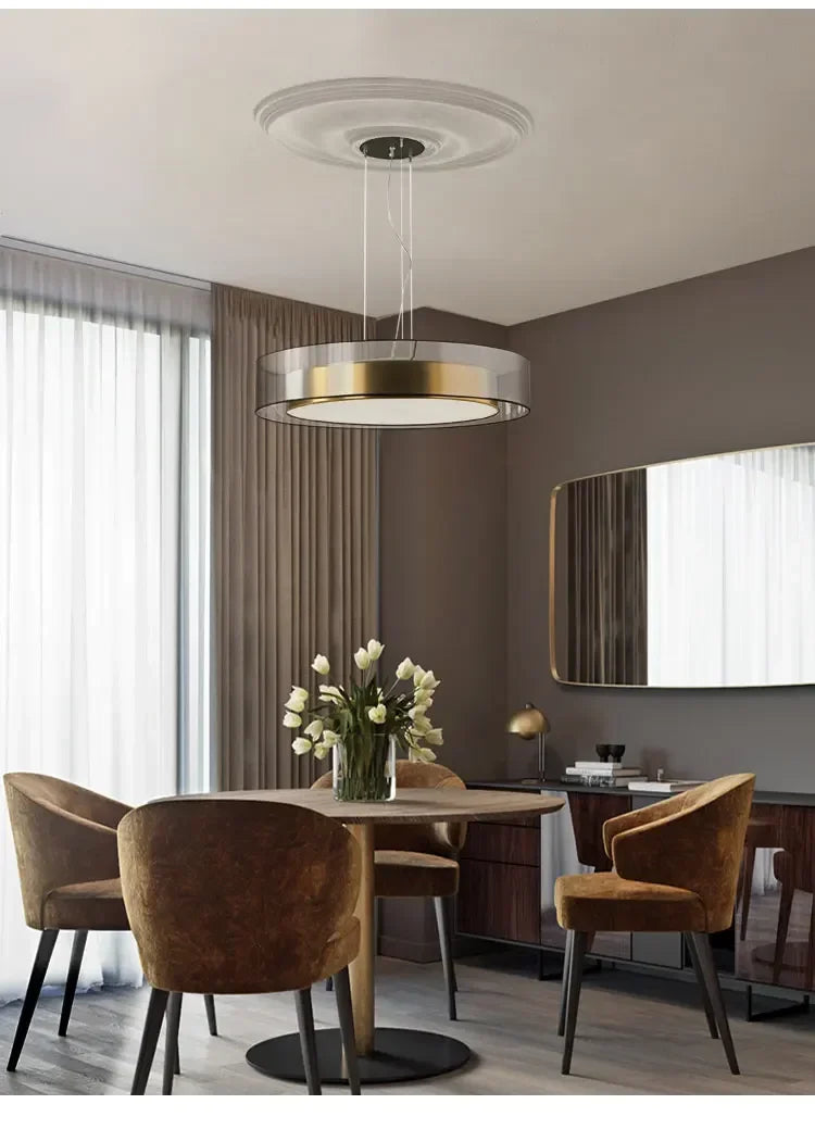 Pendant Light: Modern Circular Ring LED in Gold & White for Dining & Living Room
