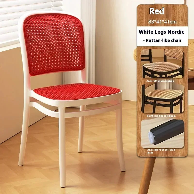 Black Rattan Dining Chair with Natural Cane Webbing and Cushion