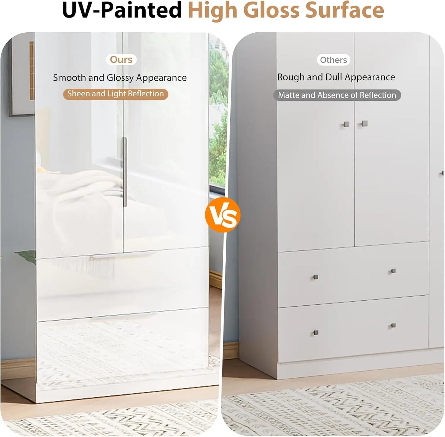 4 Door Wardrobe Closet with Mirror Doors and Drawers