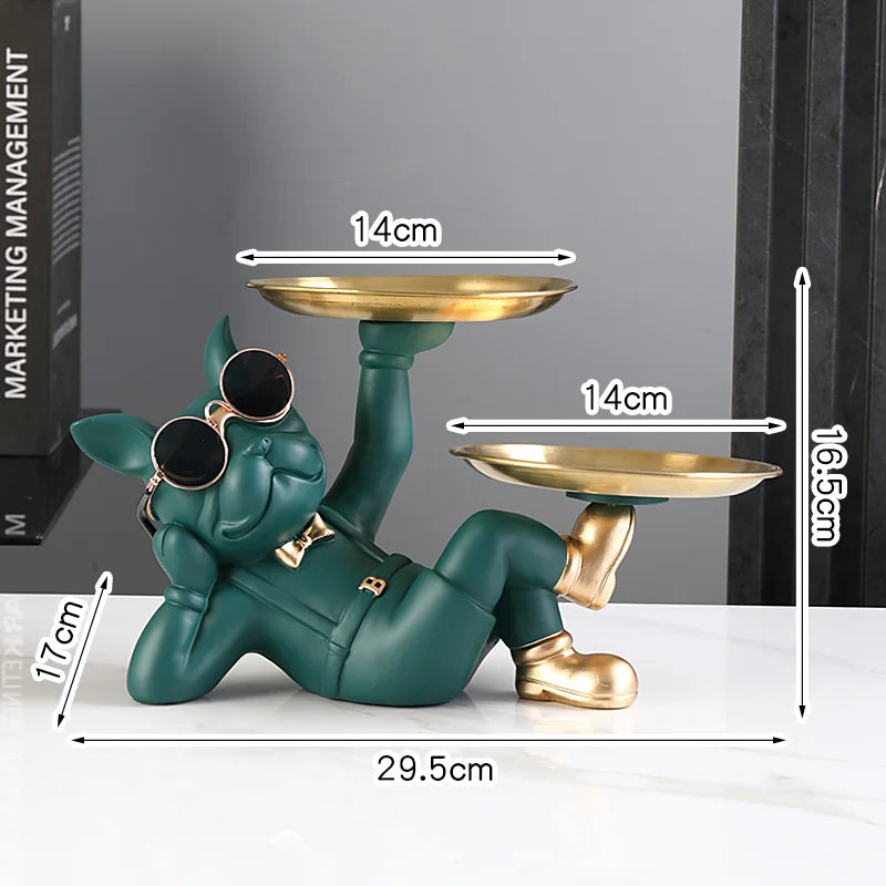 French Bulldog Butler Statue - Resin Sculpture with Tray | Home Decor