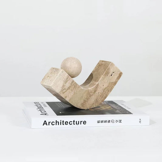 Geometric Arc Natural Stone Ornaments Modern Crafts Desk Decoration Creative Geometry Artwork Statue Room Aesthetics Decor