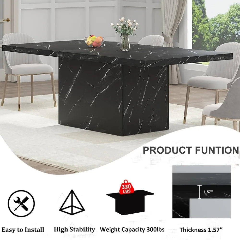 71” Dining Table for 6-8, Rectangle Modern Faux Marble Dinner Table, Large Dining Room Table for Kitchen Living Room,