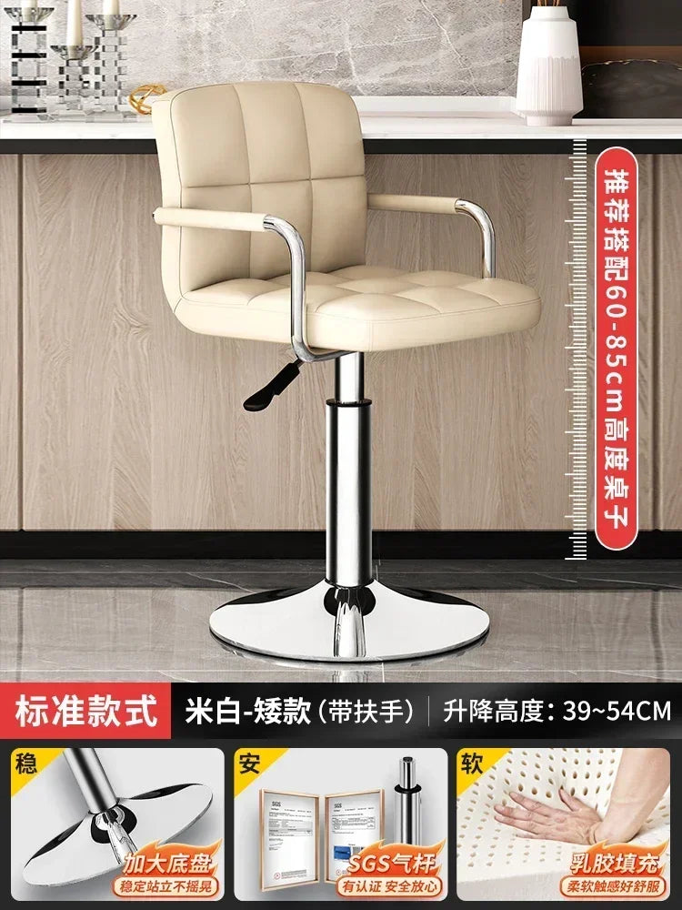 Upholstered Bar Stools 24-Inch Counter Height Stools Modern Kitchen Chairs with Metal Base PU Leather Stools