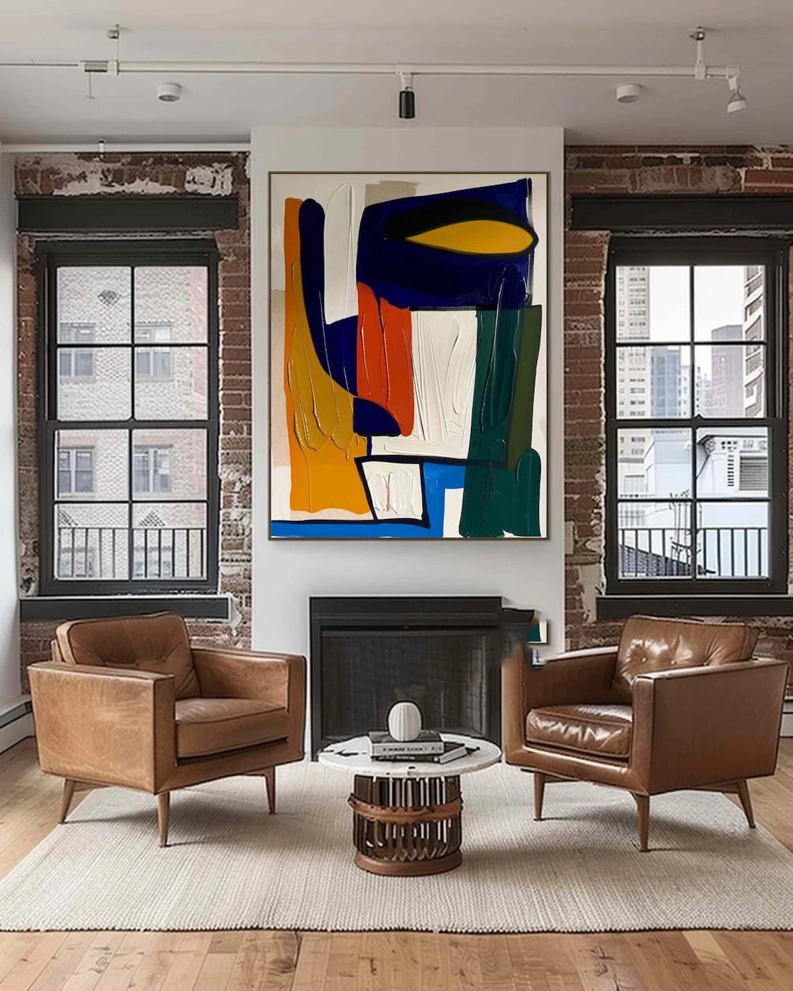 Large Colorful Abstract Canvas Painting - Textured Wall Art