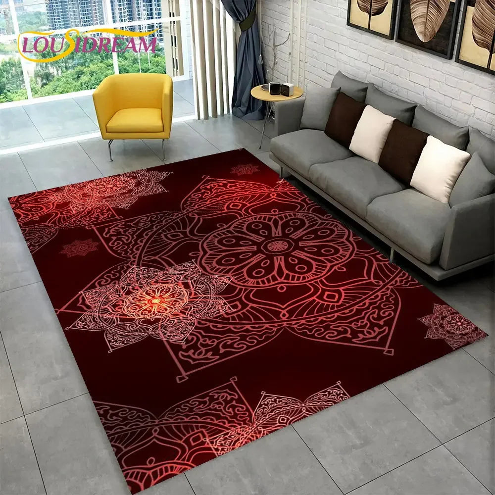 Bohemian Mandala Geometric Area Rug,Carpet Rug for Home, Living Room,Bedroom,Sofa,Doormat,Kitchen ,Kids Room-Non-slip Floor Mats