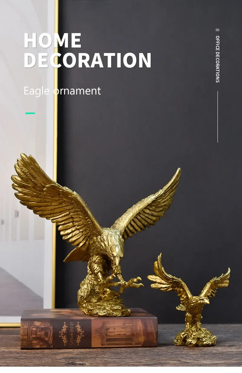 Golden Eagle Statue - Resin Sculpture | Modern Home Office Decor
