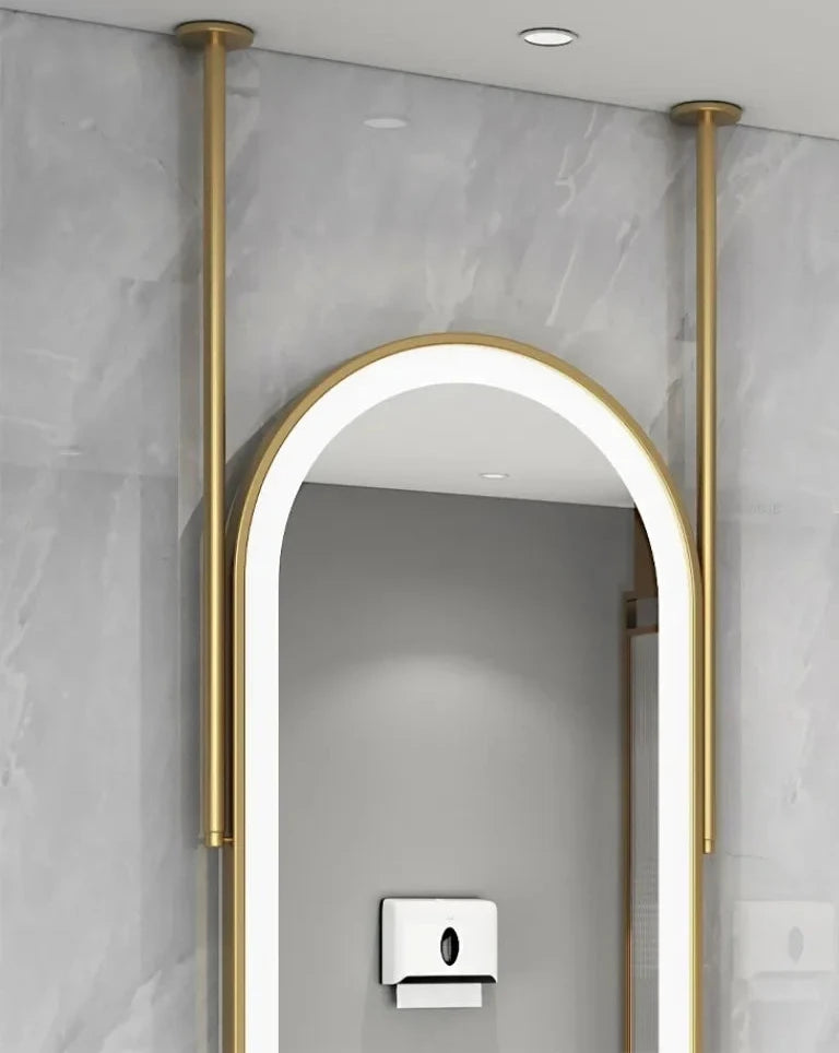 Oval LED Bathroom Mirror - Nordic Metal Frame, Gold Finish, 60x100cm
