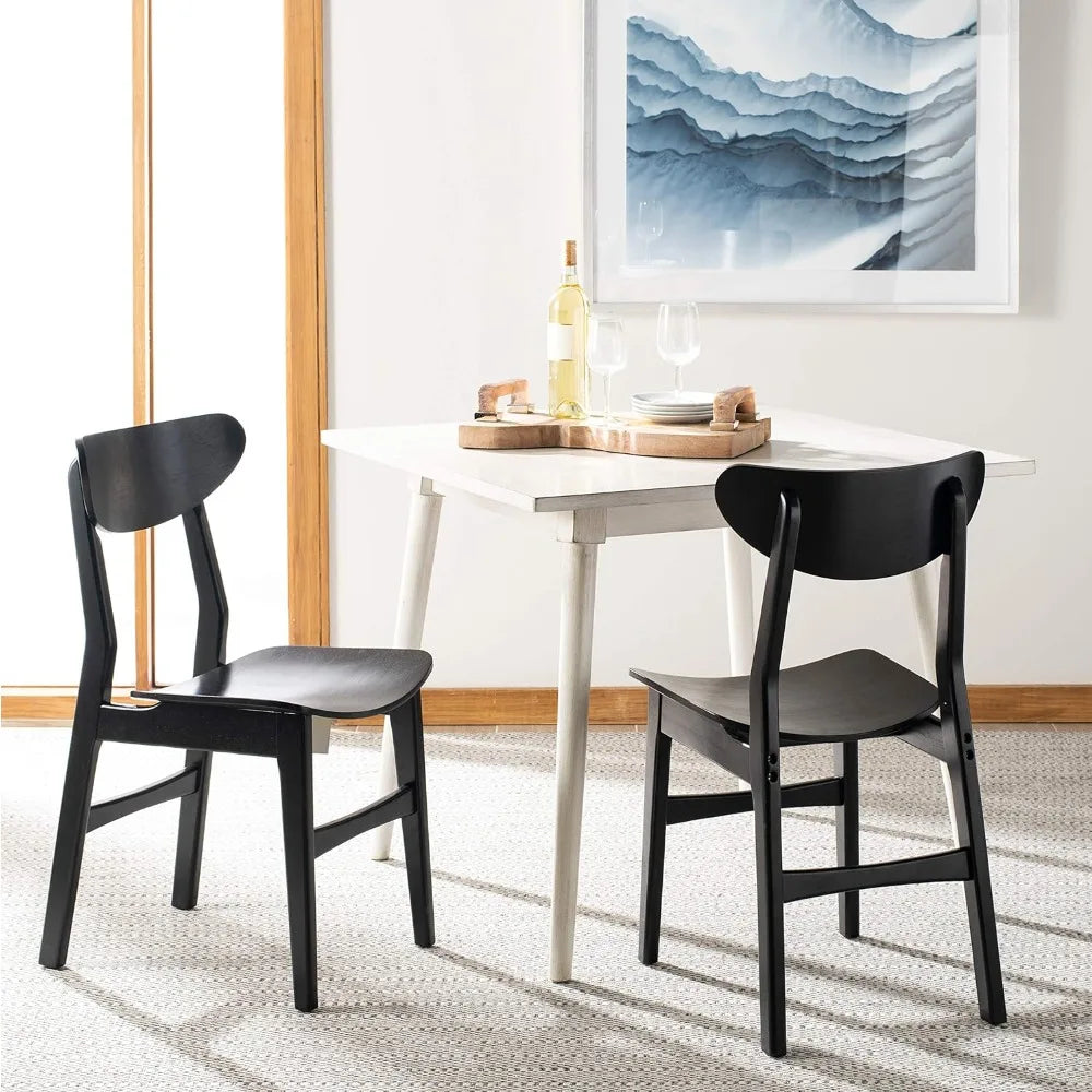 Retro Dining Chairs Set of 2 - Black Wood Finish