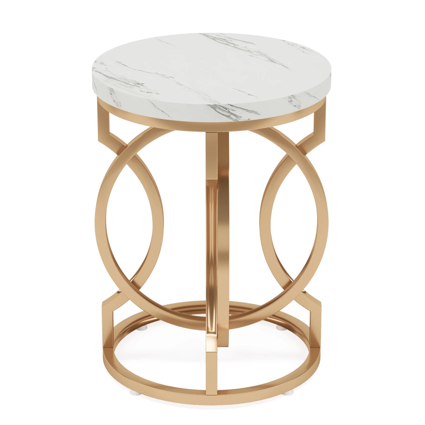 Tribesigns Modern Round End Table with Thick Wood Top, 20“ Side Table Cocktail Table with Unique O-Shaped Base