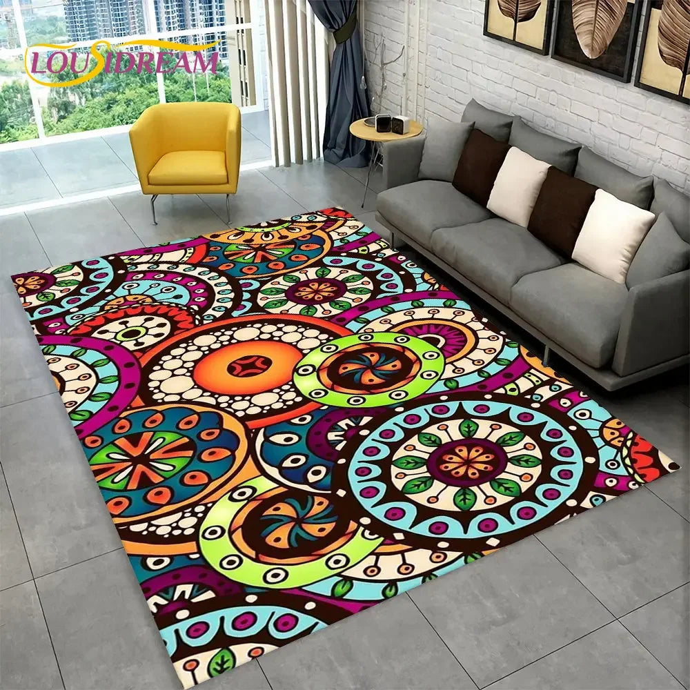 Bohemian Mandala Geometric Area Rug,Carpet Rug for Home, Living Room,Bedroom,Sofa,Doormat,Kitchen ,Kids Room-Non-slip Floor Mats