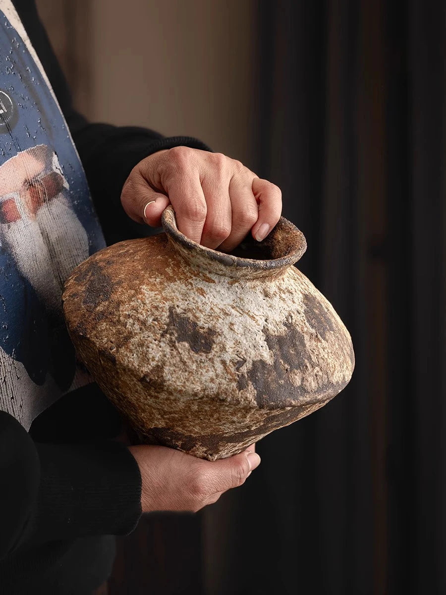 Jingdezhen Ceramic Vase Retro Style Nostalgic Pure Handmade B & B Hotel Tea Room Wabi Sandy Wind Zen Ornament Flower Ware