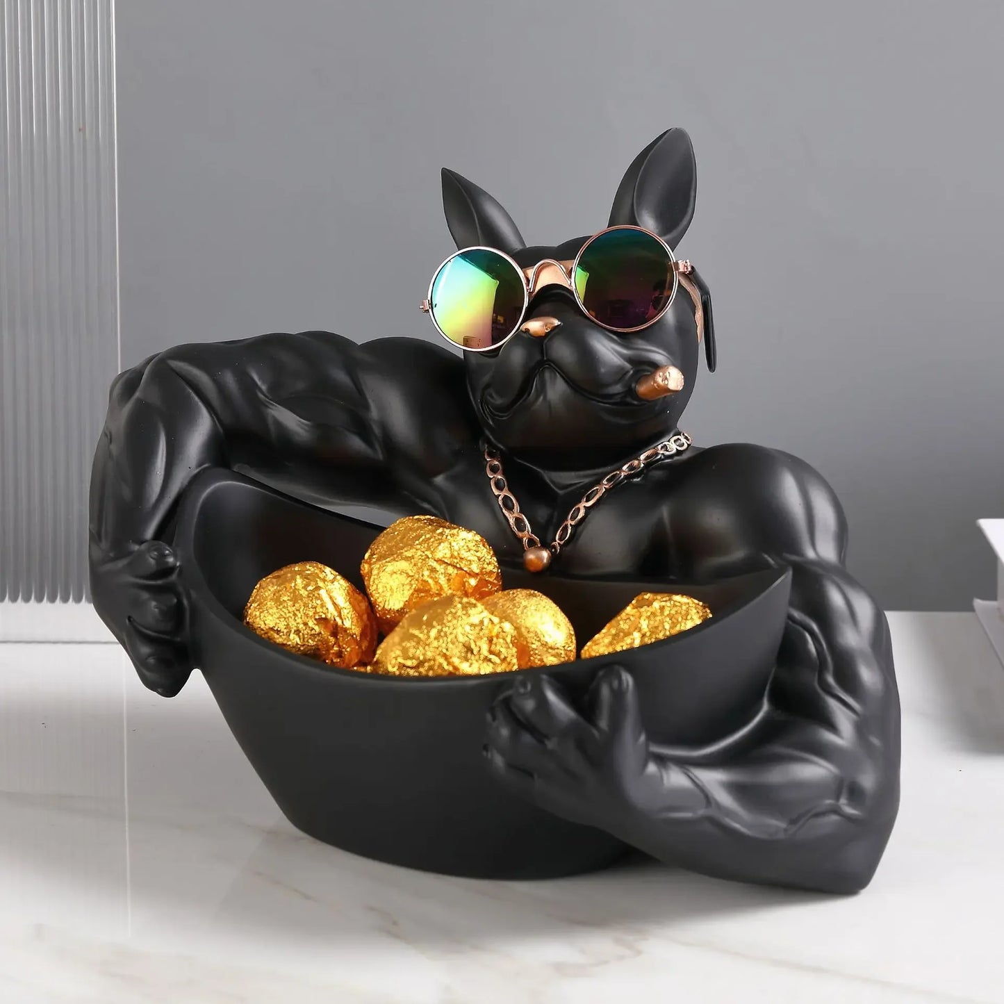 Cool Dog Figurine Storage Box - Resin Sculpture | Home Decor