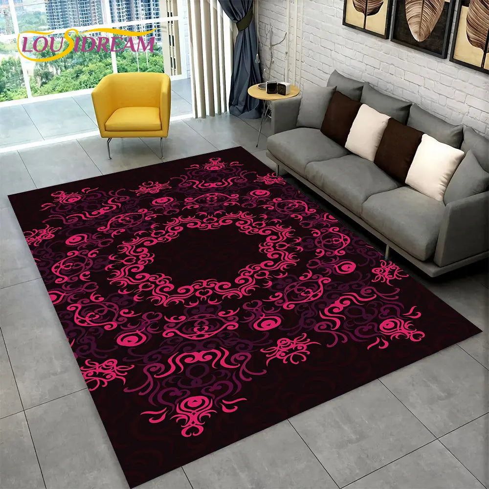 Bohemian Mandala Geometric Area Rug,Carpet Rug for Home, Living Room,Bedroom,Sofa,Doormat,Kitchen ,Kids Room-Non-slip Floor Mats