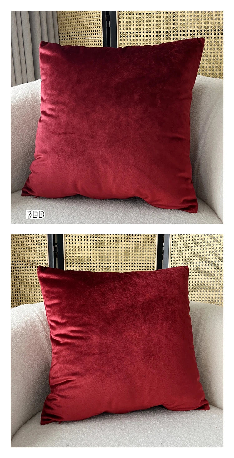 Contemorary Home Decorative Pillow Case Knit Velvet Burgundy Red Soft Plain Cushion Cover 45x45cm 1 Piece Pack