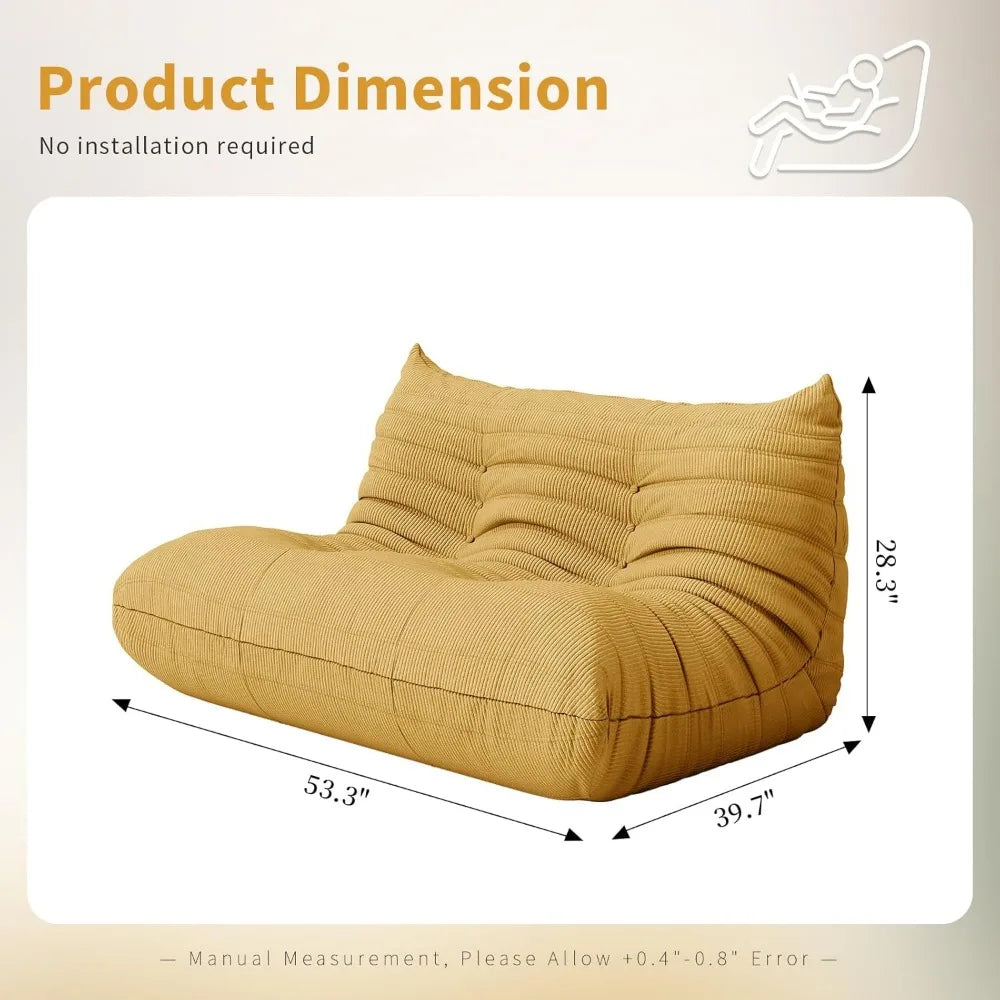 Foam Floor Lazy Couch Bean Bag Chair Sofa Fireside 2 Seat Lounger Couches for Adults Oversize Corduroy Cozy Chair for Home
