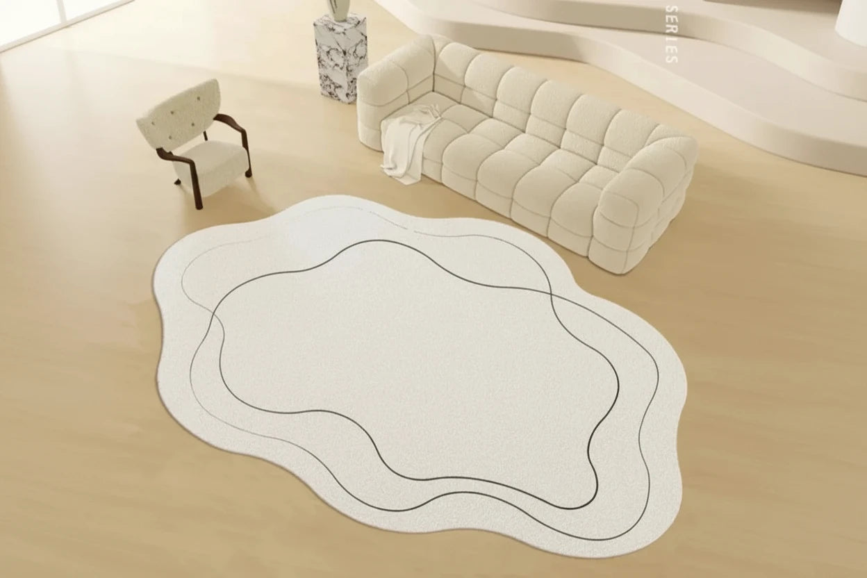 Minimalist Linear Rug - Modern Abstract Irregular Carpet