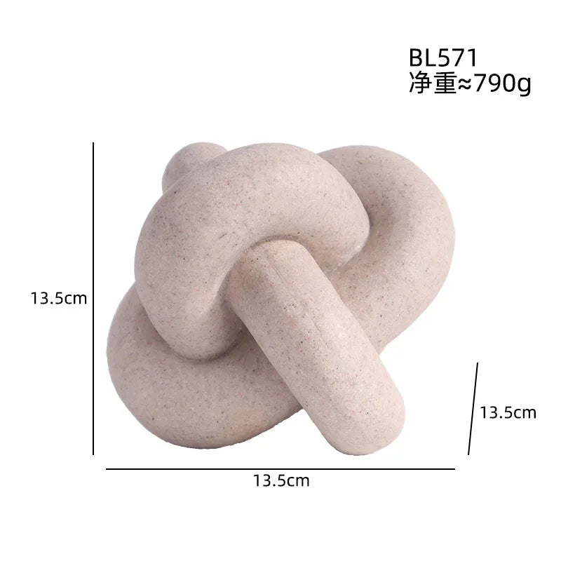 Geometric Ring Buckle Ornament  Living Room Study Sandstone Resin Art 3-chain Pine Knot Chain Decor Bohemian Table Fireplace