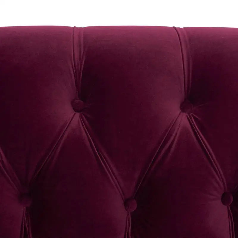 Victorian Chesterfield Tufted Sofa in Burgundy Velvet - S-Shaped Living Room Sofa