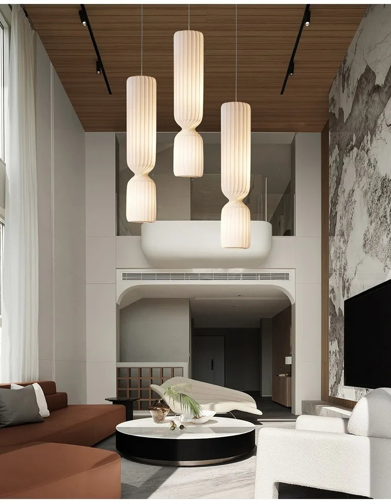Floor Lamp: Sculptural Fluted Design in White - Modern Statement Lighting
