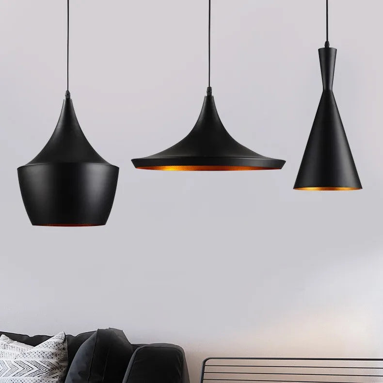 Pendant Light Set: Industrial Black & Gold in Multiple Shapes for Dining & Kitchen