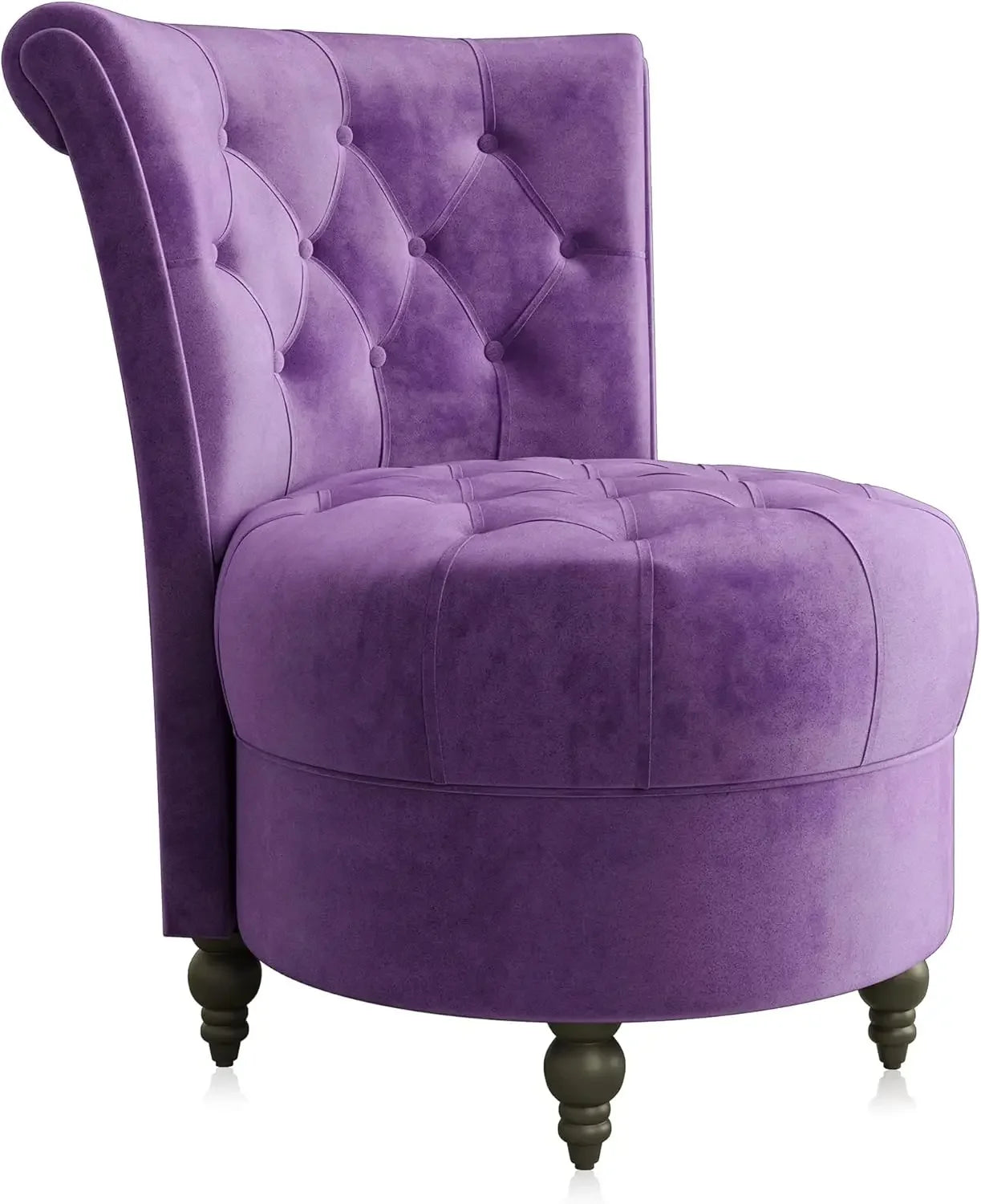Stylish Throne Accent Chair with Button-Tufted Upholstery and Low Back Design