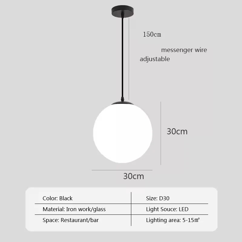 Nordic Glass Ball Pendant Lights Brass Black Hanging Lamp Modern Living Room Dining Bedroom Decor Ceiling Lighting Fixture House