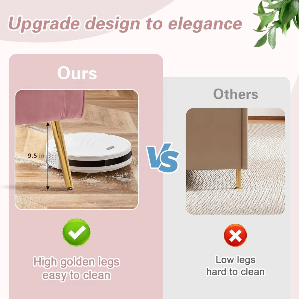 Velvet Accent Chairs Set of 1, Modern Fabric Upholstered Living Room Chairs Armchairs with Wing Back and Metal Legs, Pin