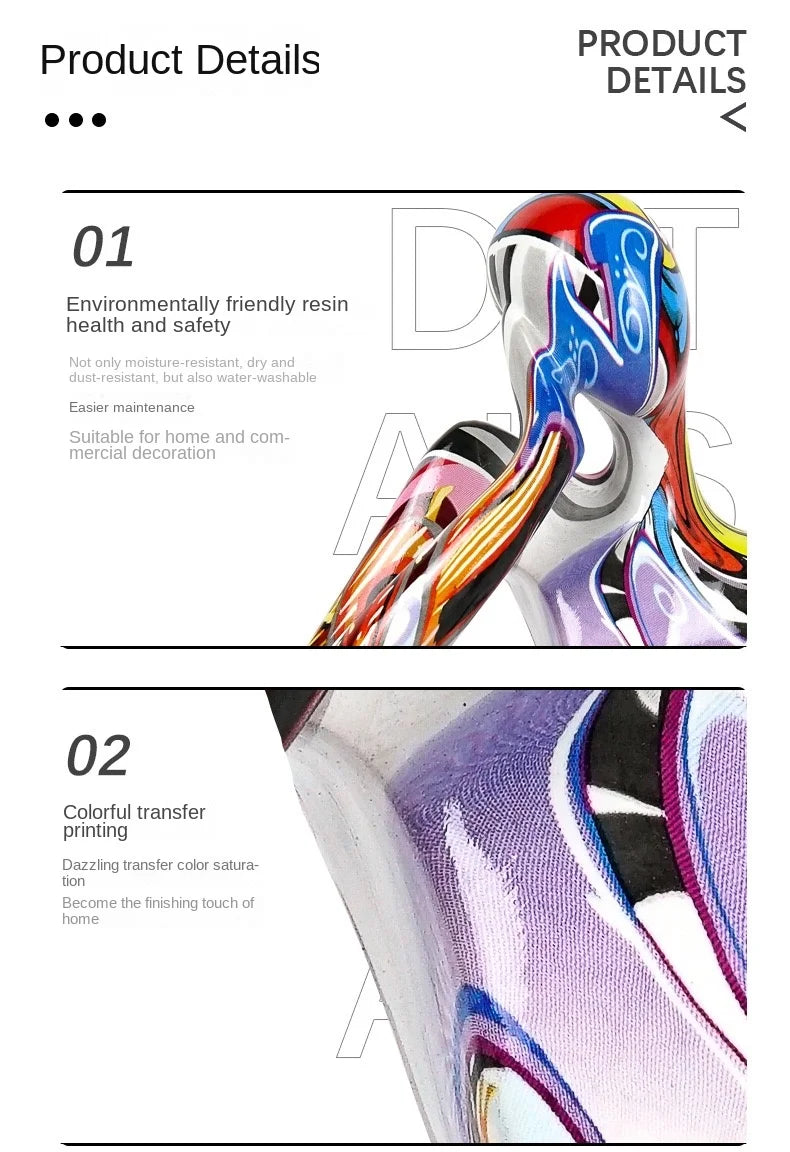 Resin Thinker Statue - Colourful Abstract Sculpture | Modern Home Decor