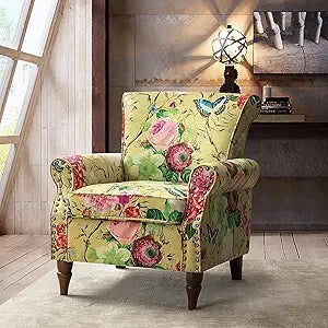 Elegant Wingback Accent Chair, with Wood Legs and Removable Cushion