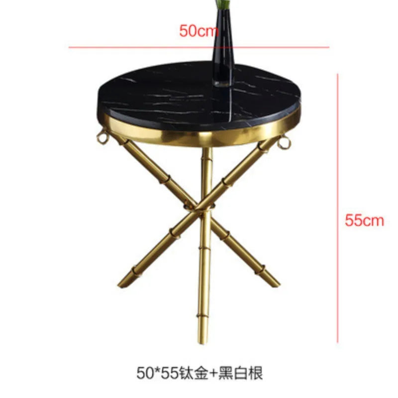 Luxury Home Gold Metal Base Round Small Coffee Table Furniture Modern Round White Marble Sofa Side Table for Living Room