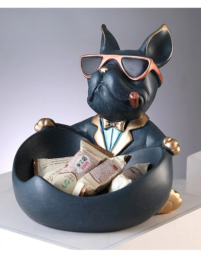 Cool Dog Figurine Storage Box - Resin Sculpture | Home Decor