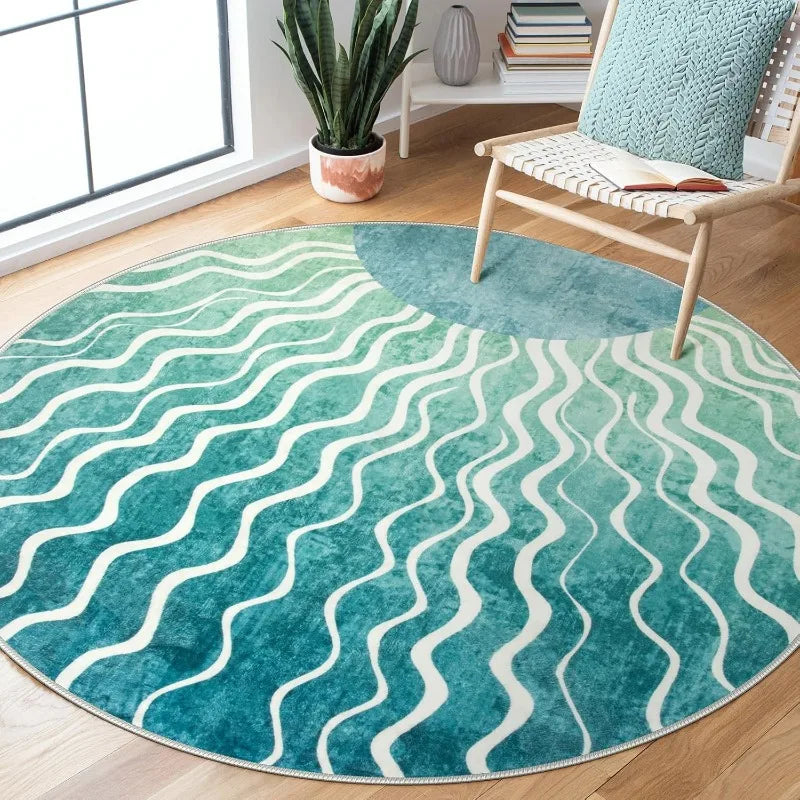 Graphic Sunburst Round Rug - Modern Geometric Design